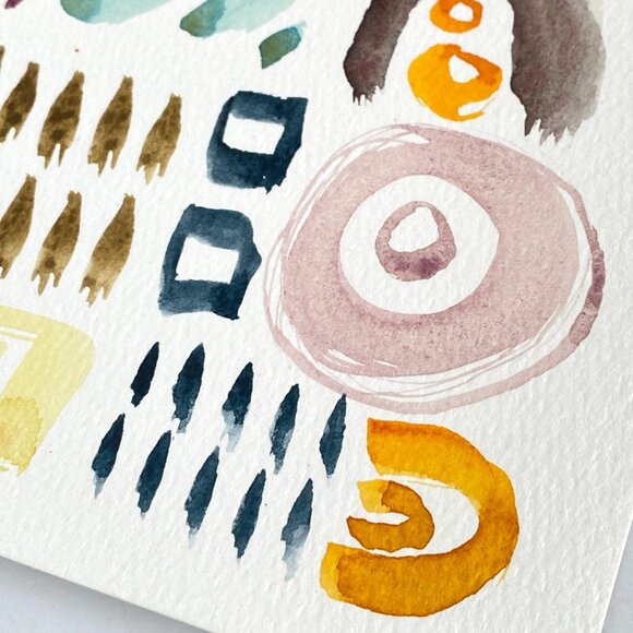 Sampler 1 Original Art Abstract Watercolor Painting on 8x8in Paper - Picture 3 of 6